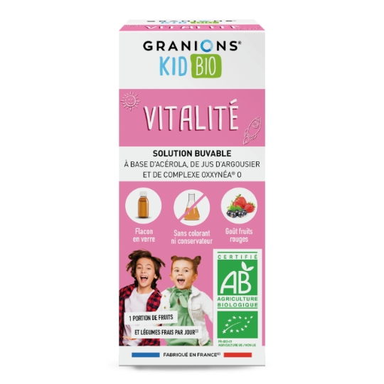 Complément alimentaire Vitalité Croissance Goût Abricot GRANIONS