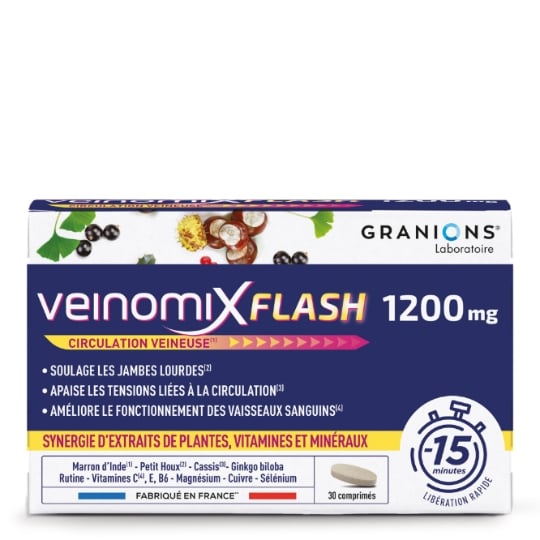 Complément alimentaire Circulation Veineuse Veinomix Flash GRANIONS