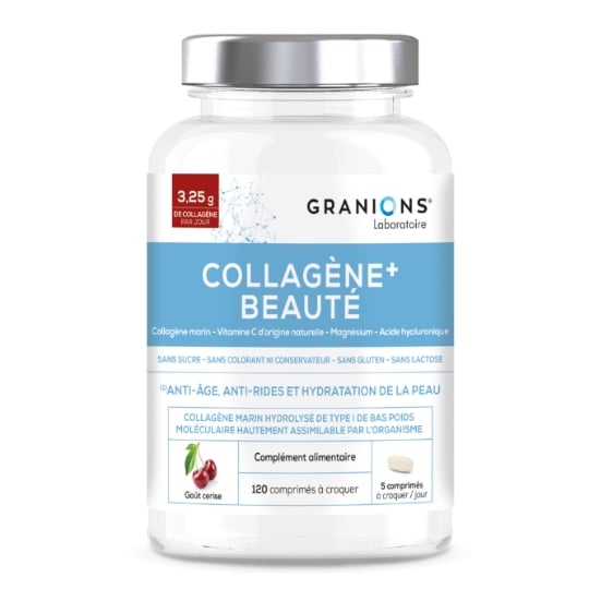 Complément alimentaire Collagène Beauté Anti-âge Anti-rides Hydratation de la Peau Cerise GRANIONS