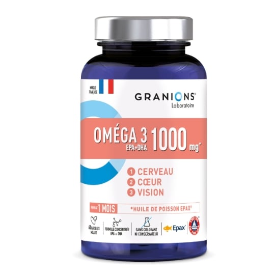 Complément alimentaire Oméga 3 Huile de Poisson Pour le Cerveau le Cœur la Vision GRANIONS