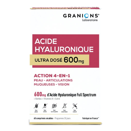 Complément Alimentaire Action 4 en 1 - Acide Hyaluronique Ultra Dosé 600mg GRANIONS