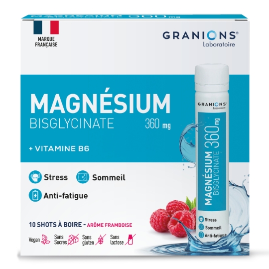 Complément Alimentaire Magnésium Bisglycinate 360mg - Arôme Framboise GRANIONS
