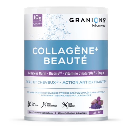 Complément Alimentaire Collagène+ Beauté pour Peau et Cheveux Action Anti-Oxydante Goût Ube GRANIONS BEAUTE