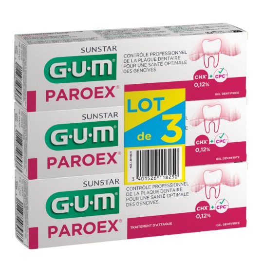 Dentifrice Traitement d'Attaque Gencives Sensibles Anti-plaque Paroex GUM