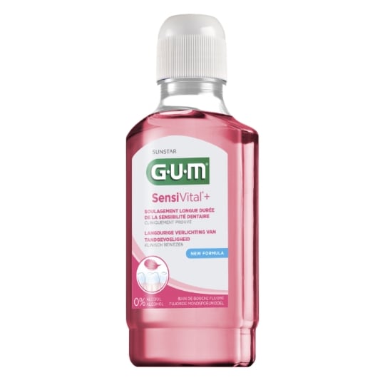 Bain de bouche Sensibilité Dentaire Fluor Reminéralisation de l'Email Sans Alcool GUM