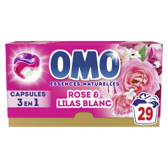 Lessive capsules 3en1 Rose et Lilas blanc OMO