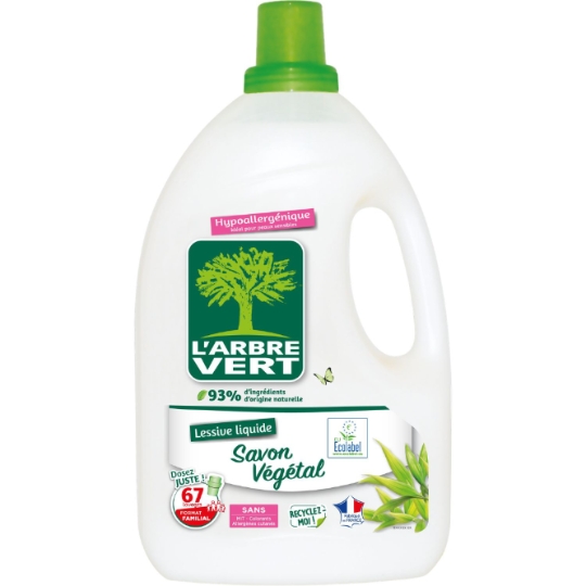 Lessive liquide Savon végétal Hypollergénique Ecolabel L'ARBRE VERT