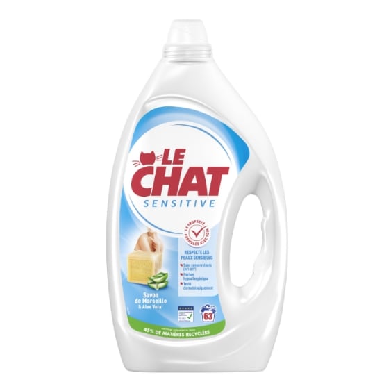 Lessive liquide Sensitive Savon de Marseille et Aloe Vera LE CHAT