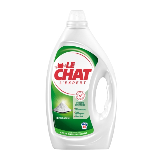 Lessive Liquide Bicarbonate Efficacité Anti-Taches Parfum Hypoallergénique LE CHAT