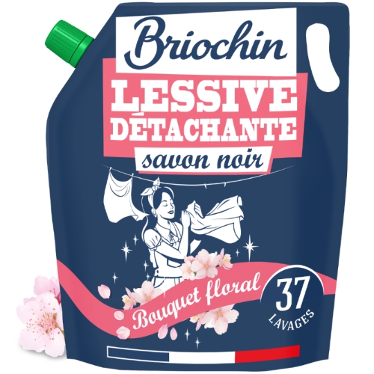 Lessive liquide au Savon Noir Détachante Bouquet Floral BRIOCHIN