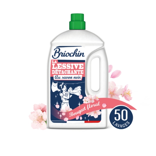 Lessive liquide Détachante Au savon noir Bouquet floral BRIOCHIN