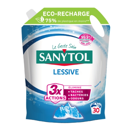 Lessive Liquide Recharge Désinfectante Anti-Taches Anti-Bactérie Anti-Odeur SANYTOL