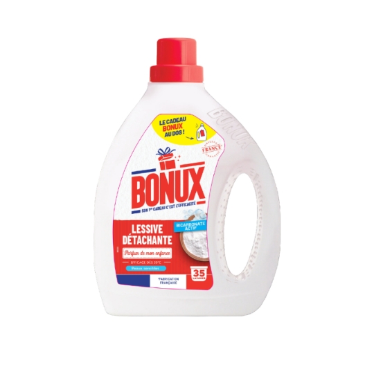 Lessive Liquide Détachante Bicarbonate Actif pour Peaux Sensibles BONUX