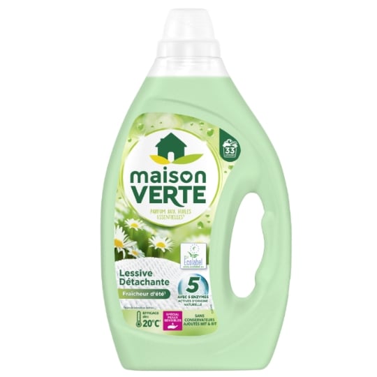 Lessive liquide Hypoallergénique Détachante Fraîcheur d'été Peaux Sensibles MAISON VERTE