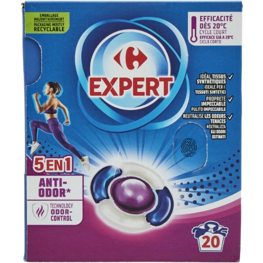 Lessive capsules 5en1 Anti-Odor CARREFOUR EXPERT
