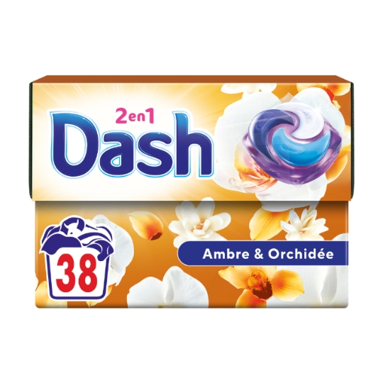 Lessive capsules 2 en 1 Ambre et Orchidée DASH