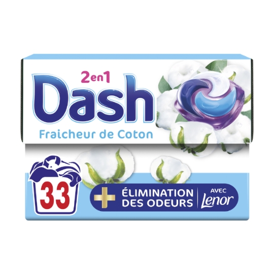Lessive Capsules 2en1 Fraîcheur de Coton DASH