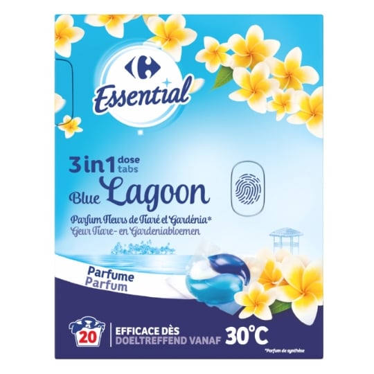 Lessive capsules 3en1 Fleurs Tiaré et Gardénia CARREFOUR ESSENTIAL