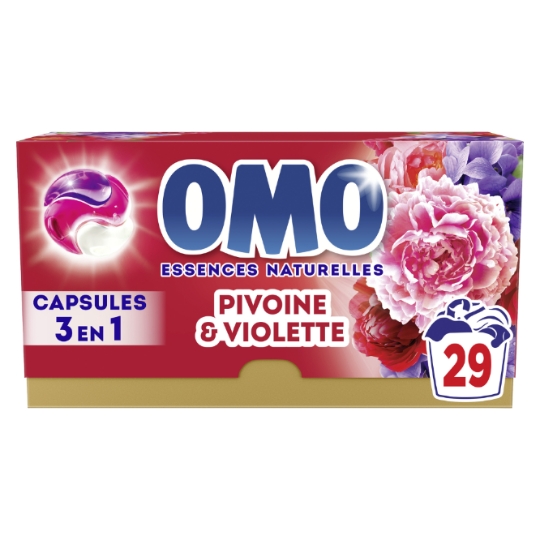 Lessive capsules 3en1 Pivoine et Violette OMO