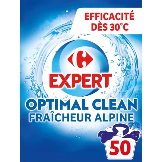 Optimal clean - lessive poudre  pour 50 lavages fraîcheur alpine CARREFOUR