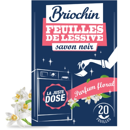 Feuille de Lessive  au Savon Noir Parfum Floral  BRIOCHIN