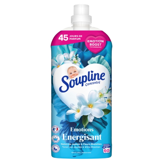 Adoucissant Concentré Emotions Energisant Notes de Jasmin & Fleurs Blanches 60 Lavages SOUPLINE