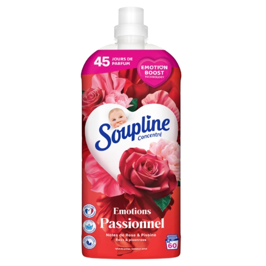 Adoucissant Concentré 45 Jours de Parfum Emotions Envoûtant Notes de Rose & Pivoine 60 Lavages SOUPLINE