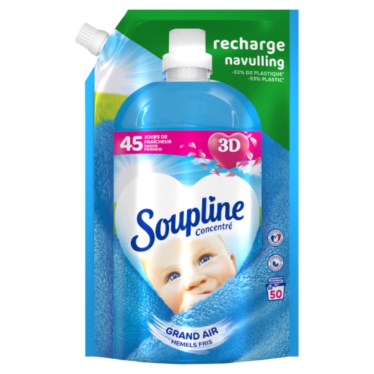 Adoucissant Concentré 45 Jours de Fraîcheur Grand Air 50 Lavages SOUPLINE