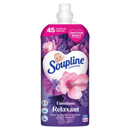 Adoucissant Concentré Emotions Relaxant Notes de Magnolia & Lavande 60 Lavages SOUPLINE