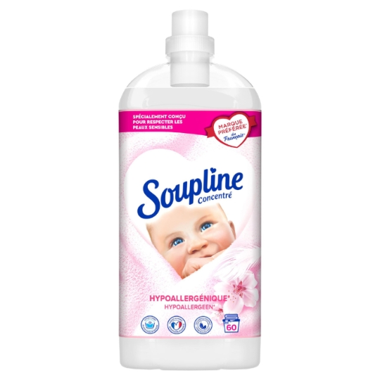 Adoucissant Concentré Hypoallergénique pour Peaux Sensibles 60 Lavages SOUPLINE