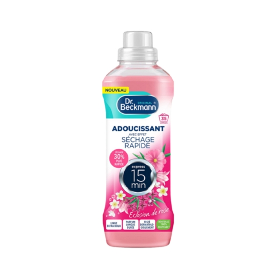 Adoucissant avec Effet Séchage Rapide Express 15min Eclosion de Rose 35 Lavages DR BECKMANN