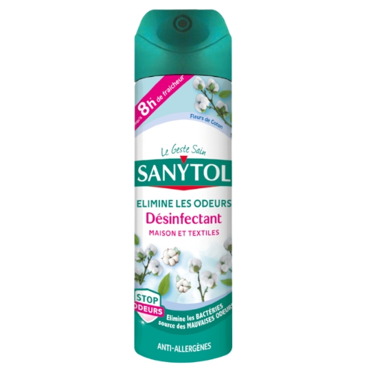 Désodorisant Désinfectant Maison & Textiles Stop Odeurs Fleurs de Coton SANYTOL