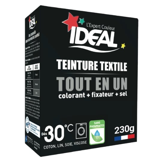 Teinture Textile Tout en Un Noir IDEAL