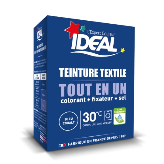 Teinture Textile Tout en Un Bleu Cobalt IDEAL