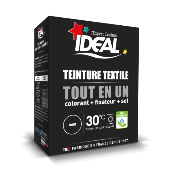 Teinture Textile Tout en Un Noir IDEAL