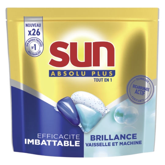 Capsules Lave-vaisselle Absolu Plus Tout en 1 Bicarbonate SUN