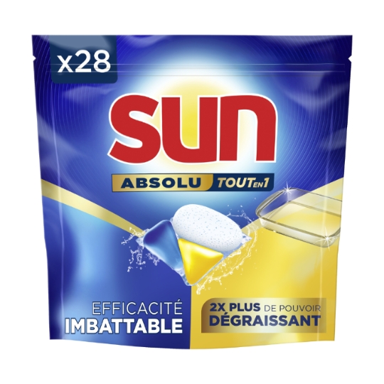 Capsules Lave-vaisselle Dégraissant Tout En 1 Absolu SUN