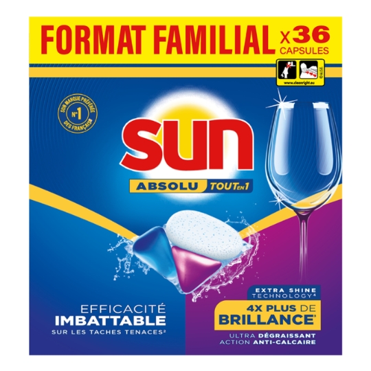 Lave-Vaisselle Capsules  Absolu Tout en 1 Brillance  SUN