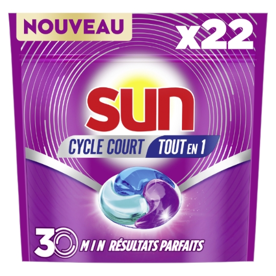 Capsules pour Lave-vaisselle Tout en 1 - Cycle Court SUN