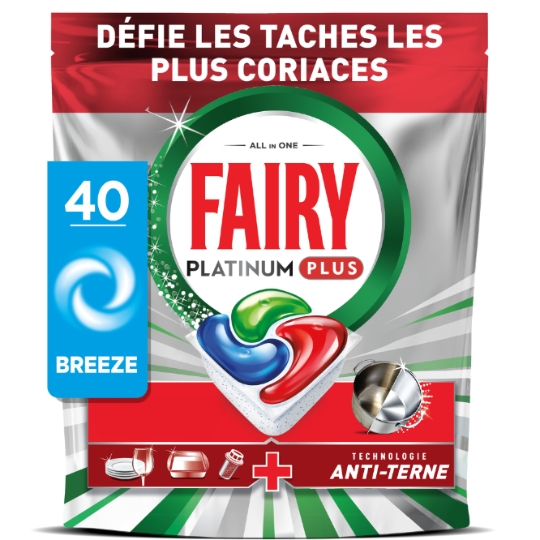 Capsules Lave-Vaisselle Platinum Plus Tout en 1 - Filtre Nettoyé + Anti-Terne FAIRY
