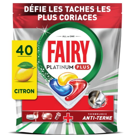 Capsules Lave-Vaisselle Platinum Plus Tout en 1 - Filtre Nettoyé + Anti-Terne FAIRY