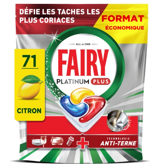 Capsules Lave-Vaisselle Platinum Plus Tout en 1 Action 7-en-1 Citron FAIRY