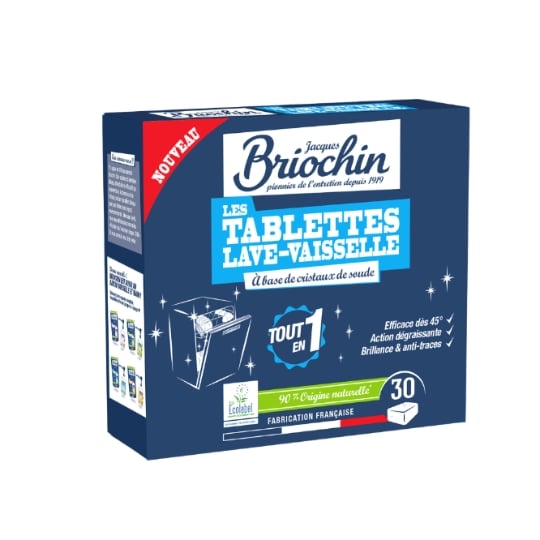 Tablettes Lave-vaisselle Cristaux de Soude Tout en 1 Ecolabel BRIOCHIN