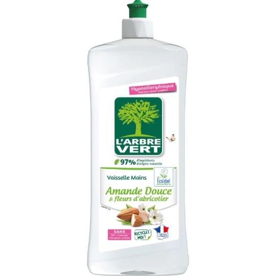 Liquide vaisselle Amande Douce Hypoallergénique Ecolabel  L'ARBRE VERT