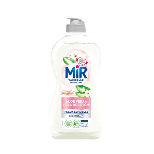 Liquide vaisselle Aloe Vera Fleurs de Coton Hypoallergénique Dégraissant Peaux Sensibles MIR