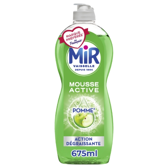 Liquide Vaisselle Mousse Active Action Dégraissante Parfum Pomme MIR