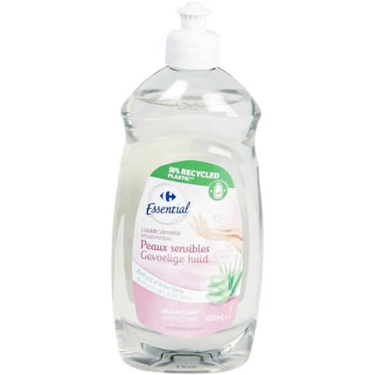 Liquide vaisselle Peaux sensibles Extrait d'Aloe Vera Dégraissant CARREFOUR ESSENTIAL