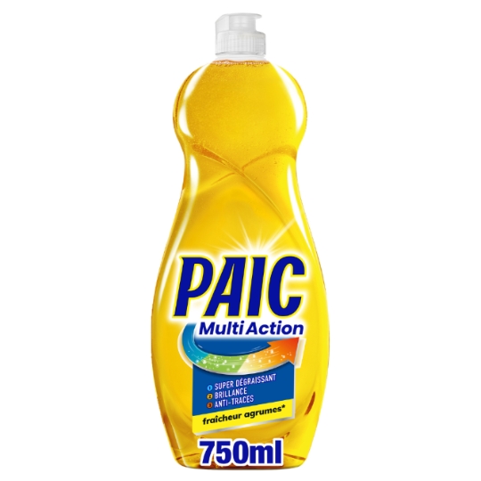 Liquide vaisselle Fraîcheur Agrumes Multi-Action Super Dégraissant Brillance Et Anti-Traces PAIC