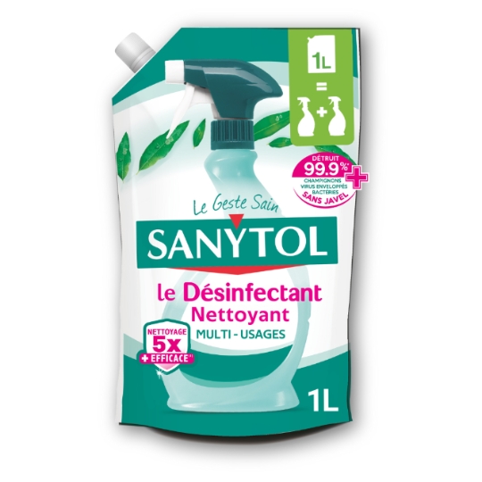 Nettoyant ménager Recharge Désinfectant Multi-usages Eucalyptus Sans Javel SANYTOL