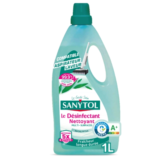 Nettoyant Ménager Désinfectant Multi Surfaces Fraîcheur Longue Durée Eucalyptus SANYTOL